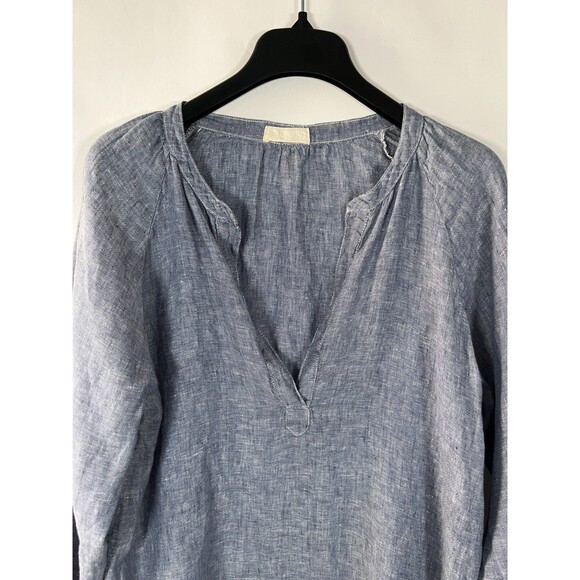 CP Shades Blouse Womens Small Long Sleeve V Neck 100% Linen Lagenlook Beachy - Picture 3 of 7